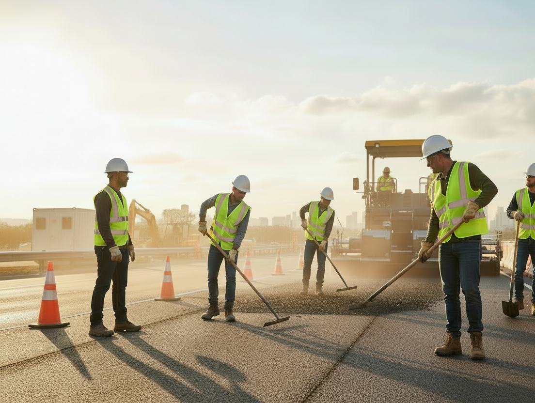 Travailleurs sur chantier sans travailleur à droite
